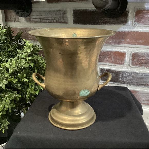 🟡 Vintage Solid Brass Caldron With Handles - Patina - Collectible - Heavy - Nice - Picture 1 of 12